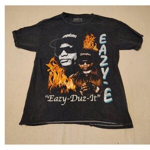Eazy-E Eazy-Duz-It Graphic T-Shirt Mens Small Black Faded Vintage Style Cotton